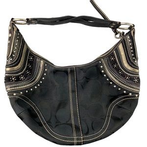 Coach Black and Gold Hobo Bag